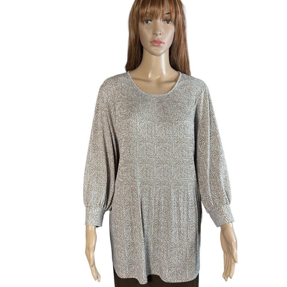 NWT New $79 Adrianna Papell Animal Print Pleated 3/4 Sleeve Top Size 1X